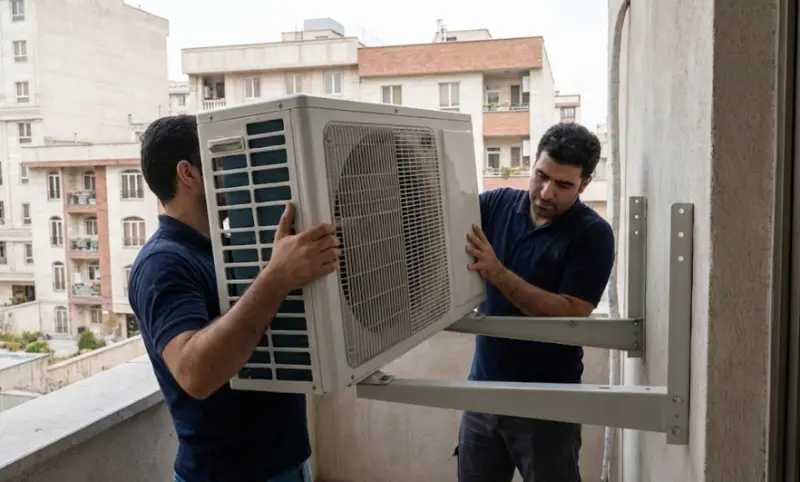 قرار دادن کولر گازی روی پایه